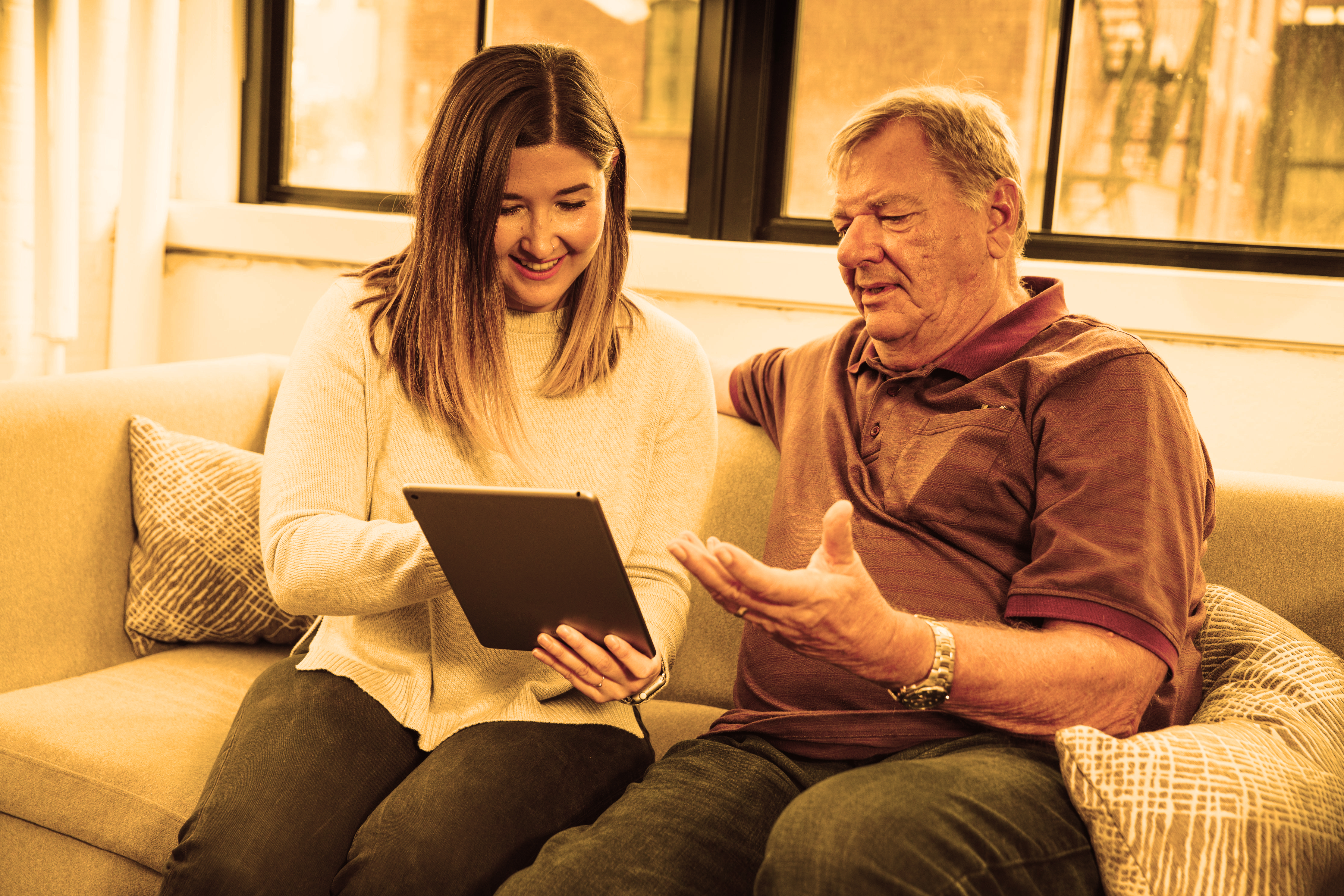 Elderly with Tablet